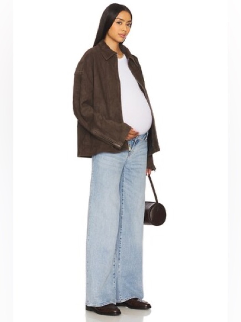 Hatch The Maternity Wide Leg Jeans in 90s Light Wash Size 30